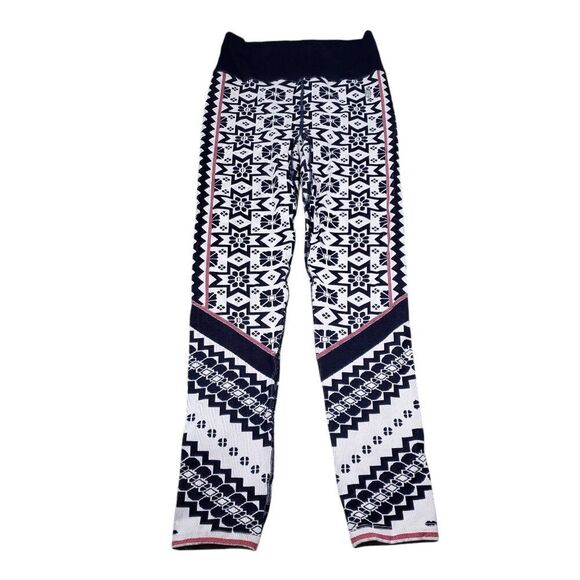 READ Free People Movement Women's Myoko Jacquard Base Leggings Size M/L Navy - Picture 2 of 12